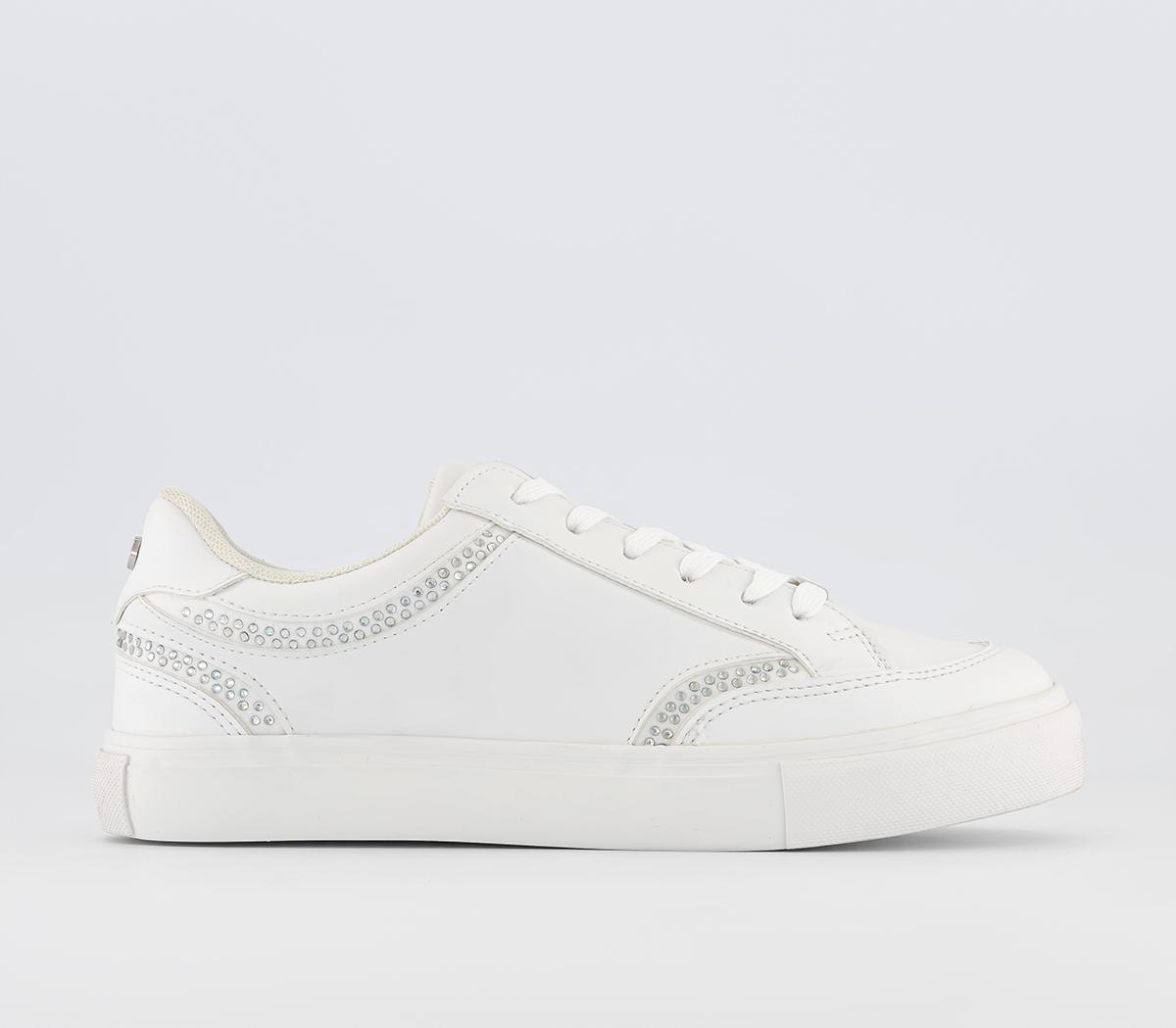 OFFICEFar Out Diamante Silm Sole TrainersWhite