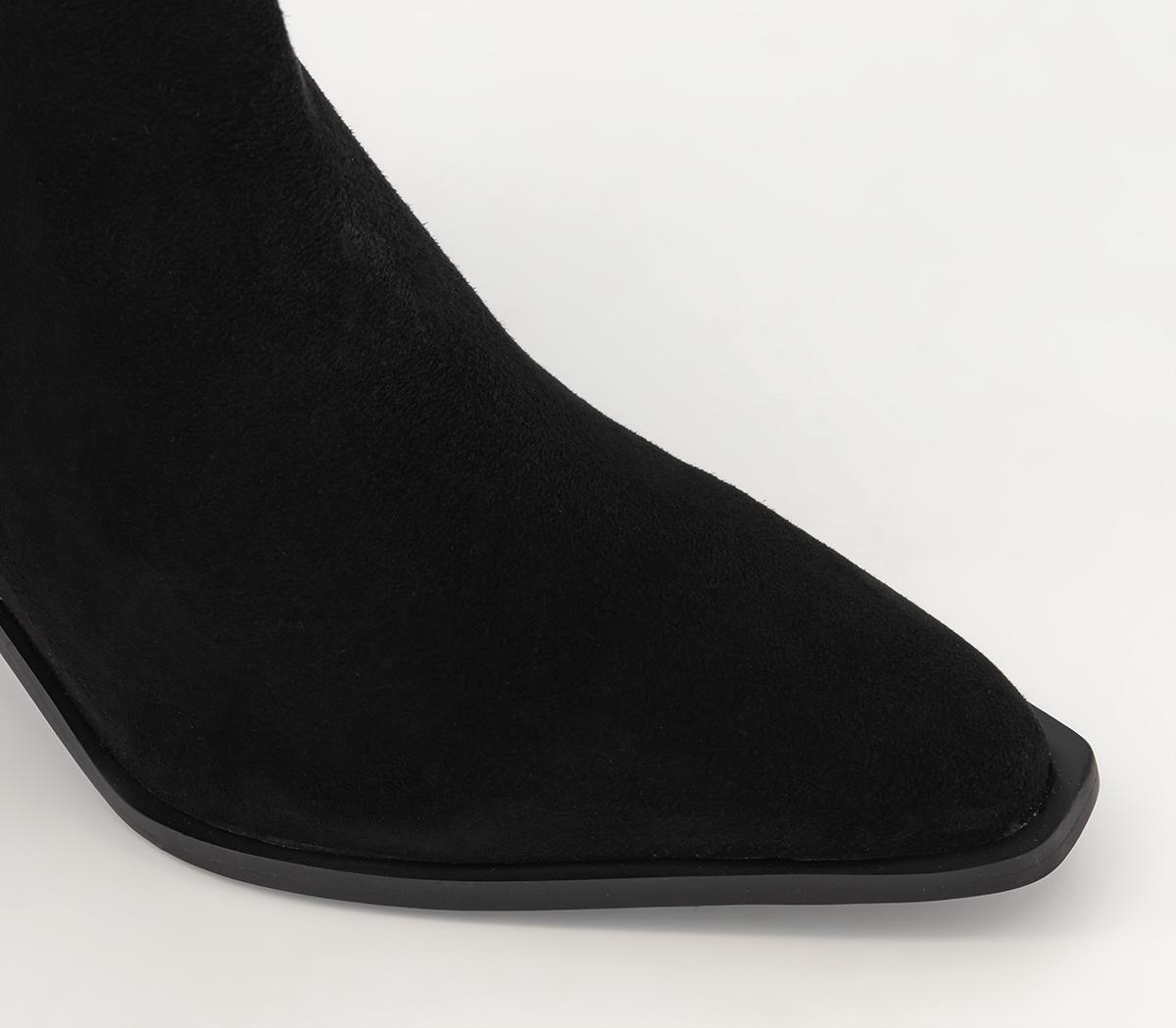 OFFICEAbout Time Elastic Detail Western Boots OFFICEAbout Time Elastic Detail Western BootsBlack Suede