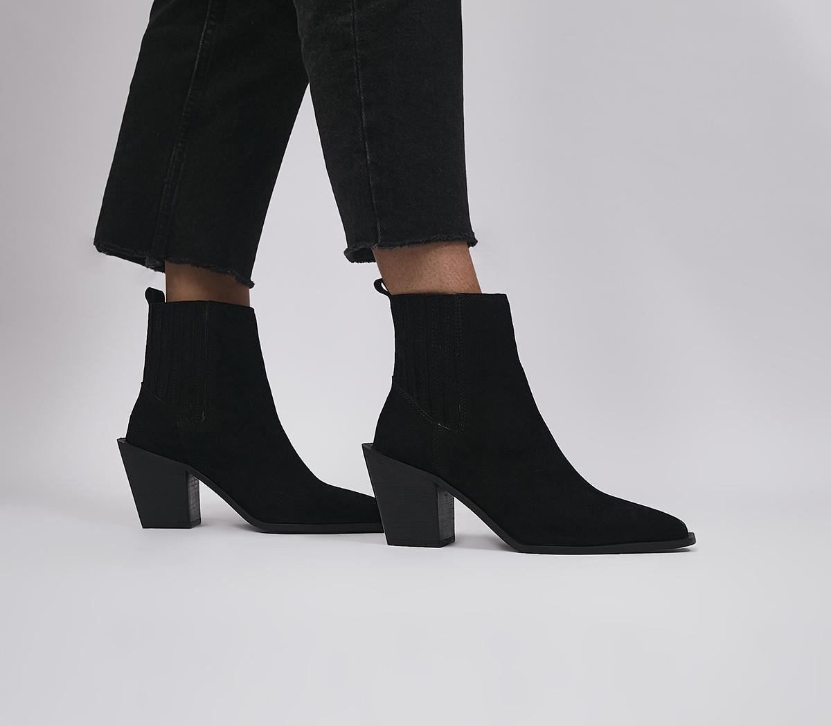 OFFICEAbout Time Elastic Detail Western BootsBlack Suede