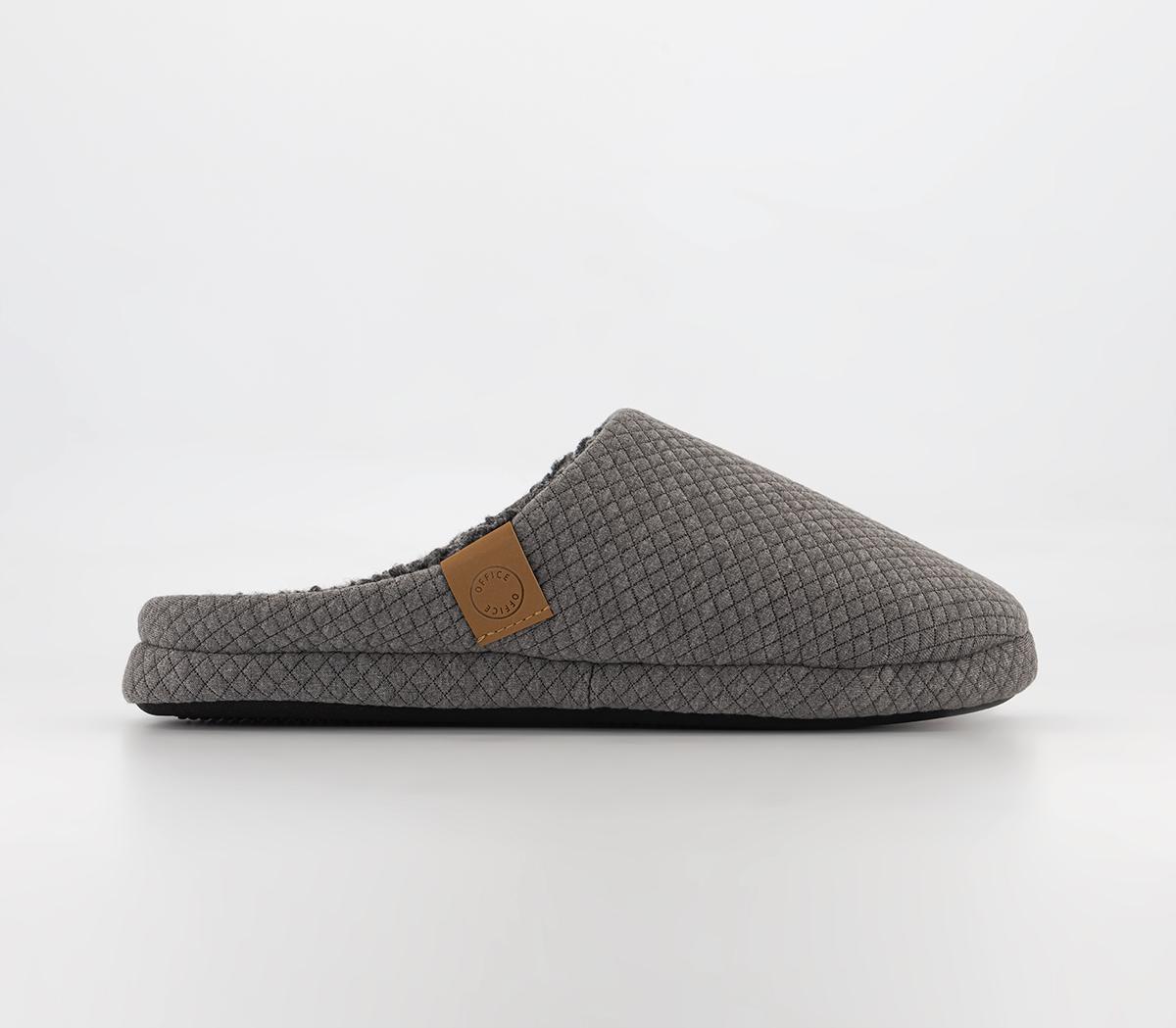 Simon Quilted Fabric Slippers Grey Grey