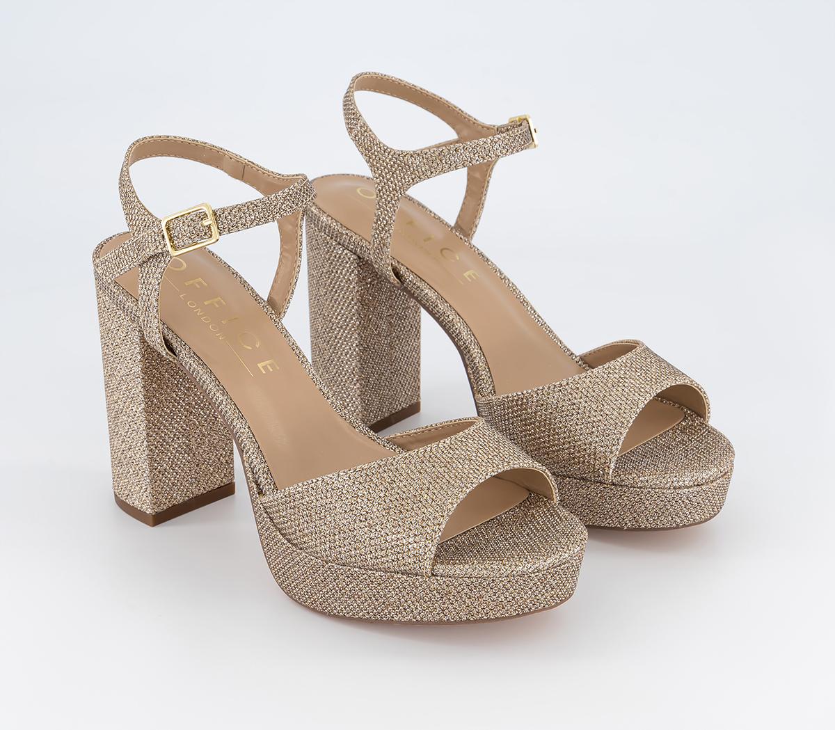 OFFICE Haven Round Toe Platform Sandals Gold - High Heels