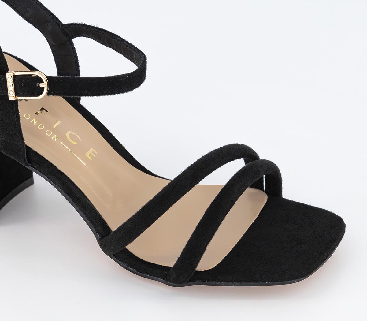 OFFICE Moonbeam Strappy Sandals Black Mid Heels