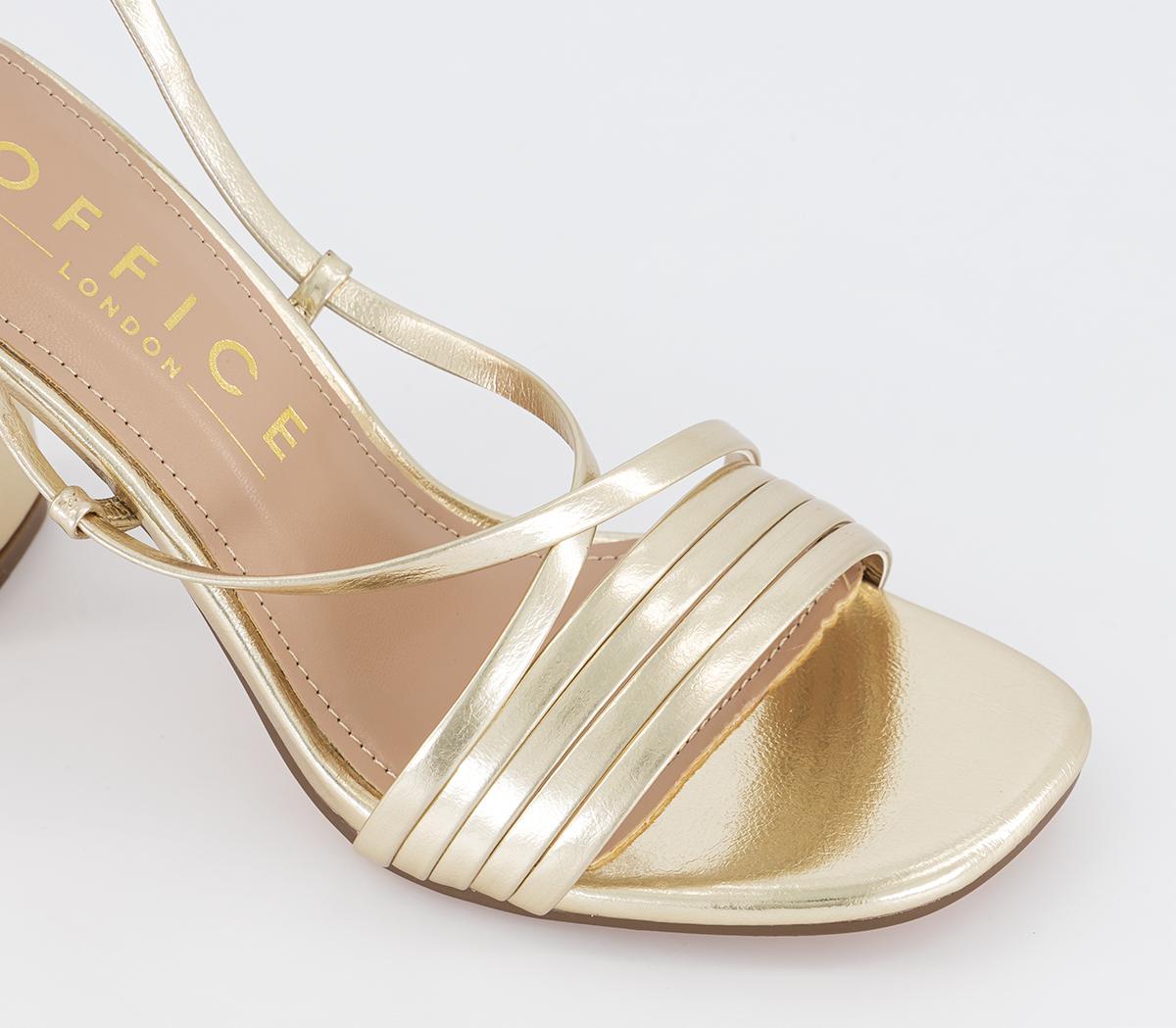 OFFICE Heritage Multistrap Block Heel Sandals Gold - Heeled Sandals