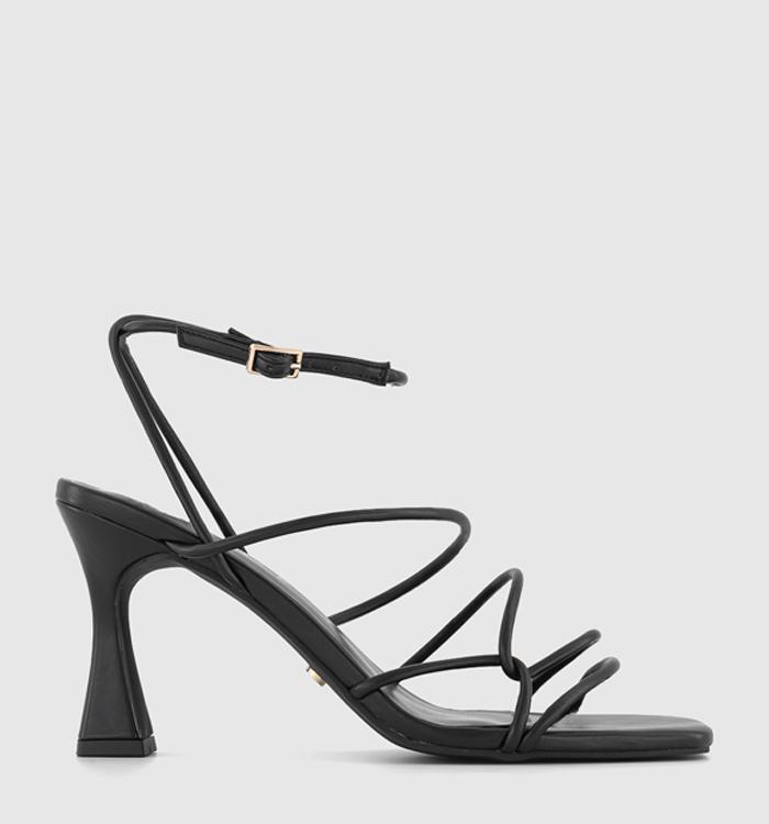 Plain black outlet strappy heels