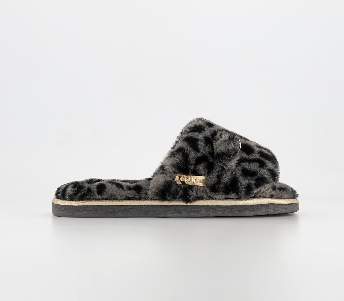 OFFICERemi Cat SlippersDark Grey Leopard