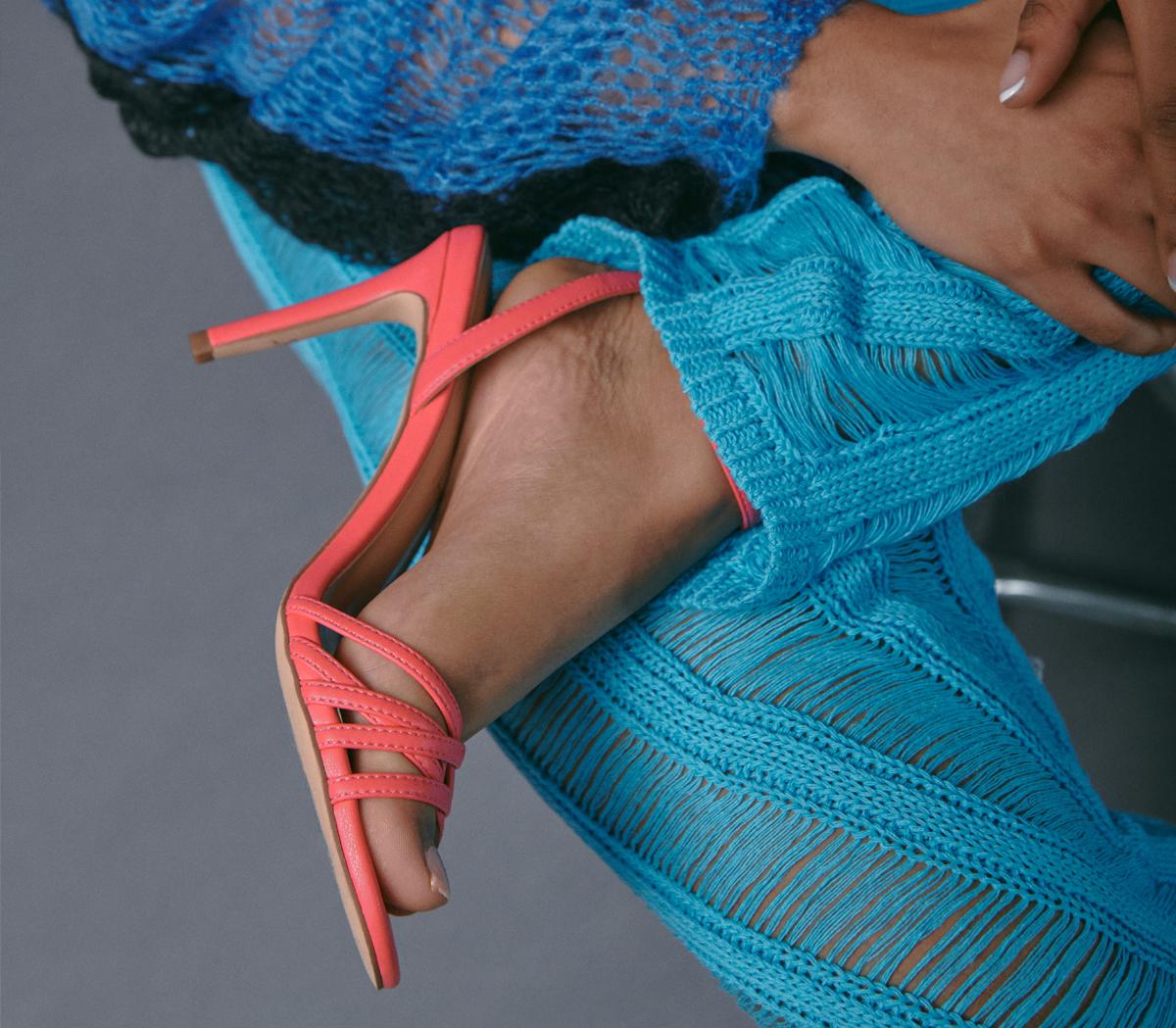 OFFICE Moon Strappy 2 Part Heels Pink Mid Heels