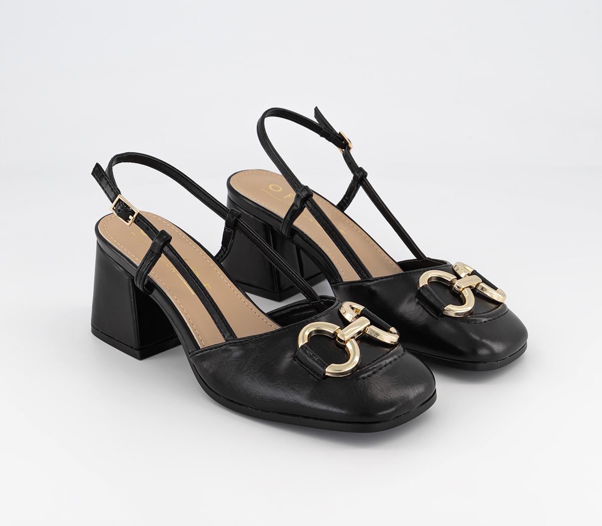 OFFICE Meredith Snaffle Trim Sling Courts Black - Mid Heels