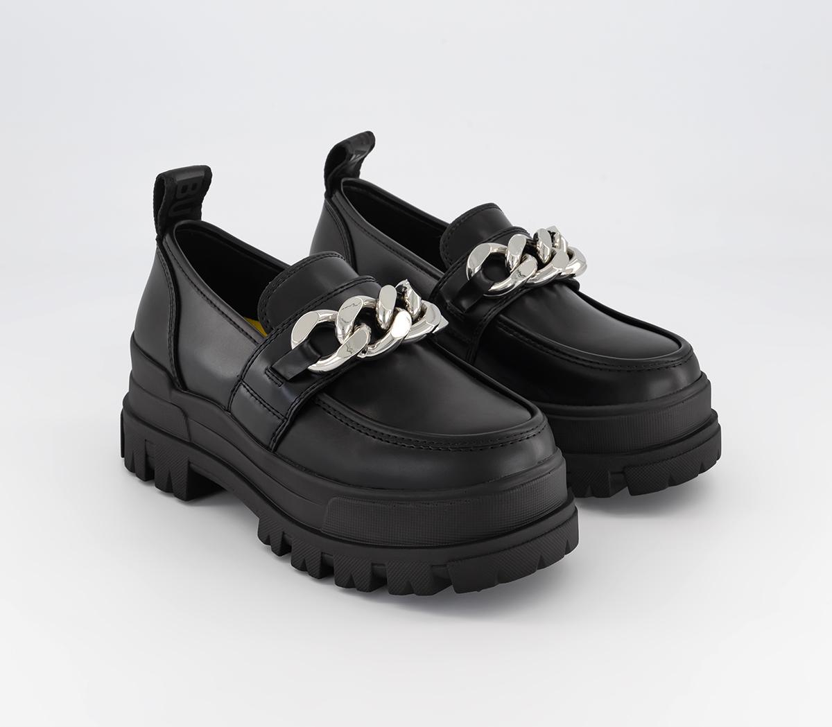 Buffalo ASPHA Loafer Donna – Nero, Tacco 7 Cm, Suola Gomma, Vegano PETA-approved