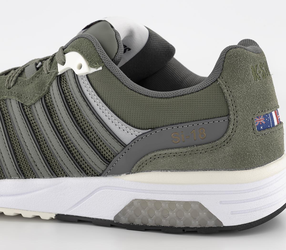 KSwiss Si18 Rannell Sde Trainers Deep Lichen Gun Metal White Men's