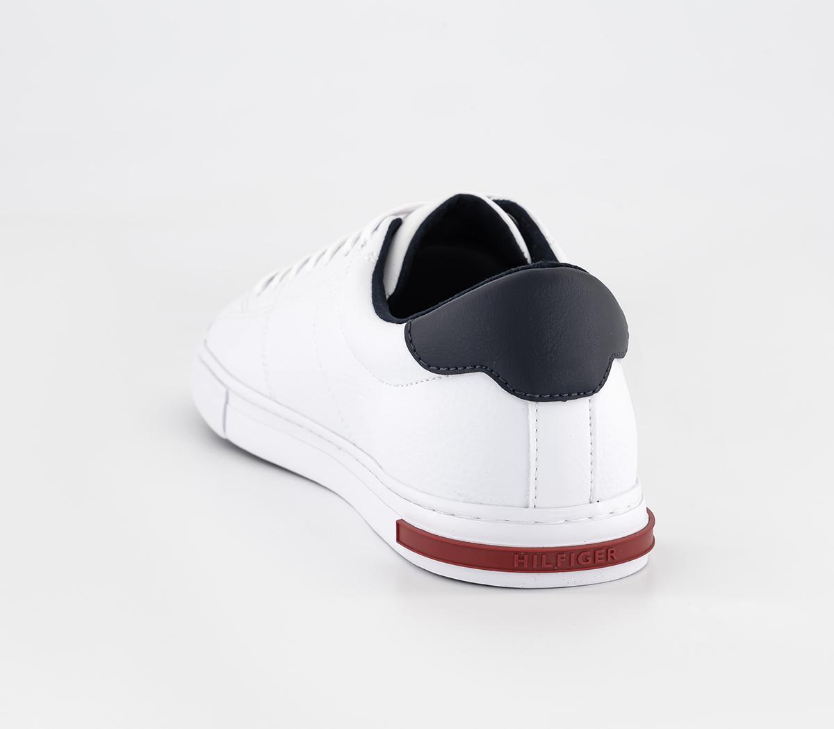 Tommy Hilfiger Essential Leather Detail Vulc Trainers Tommy Hilfiger Essential Leather Detail Vulc Trainers White Navy Red