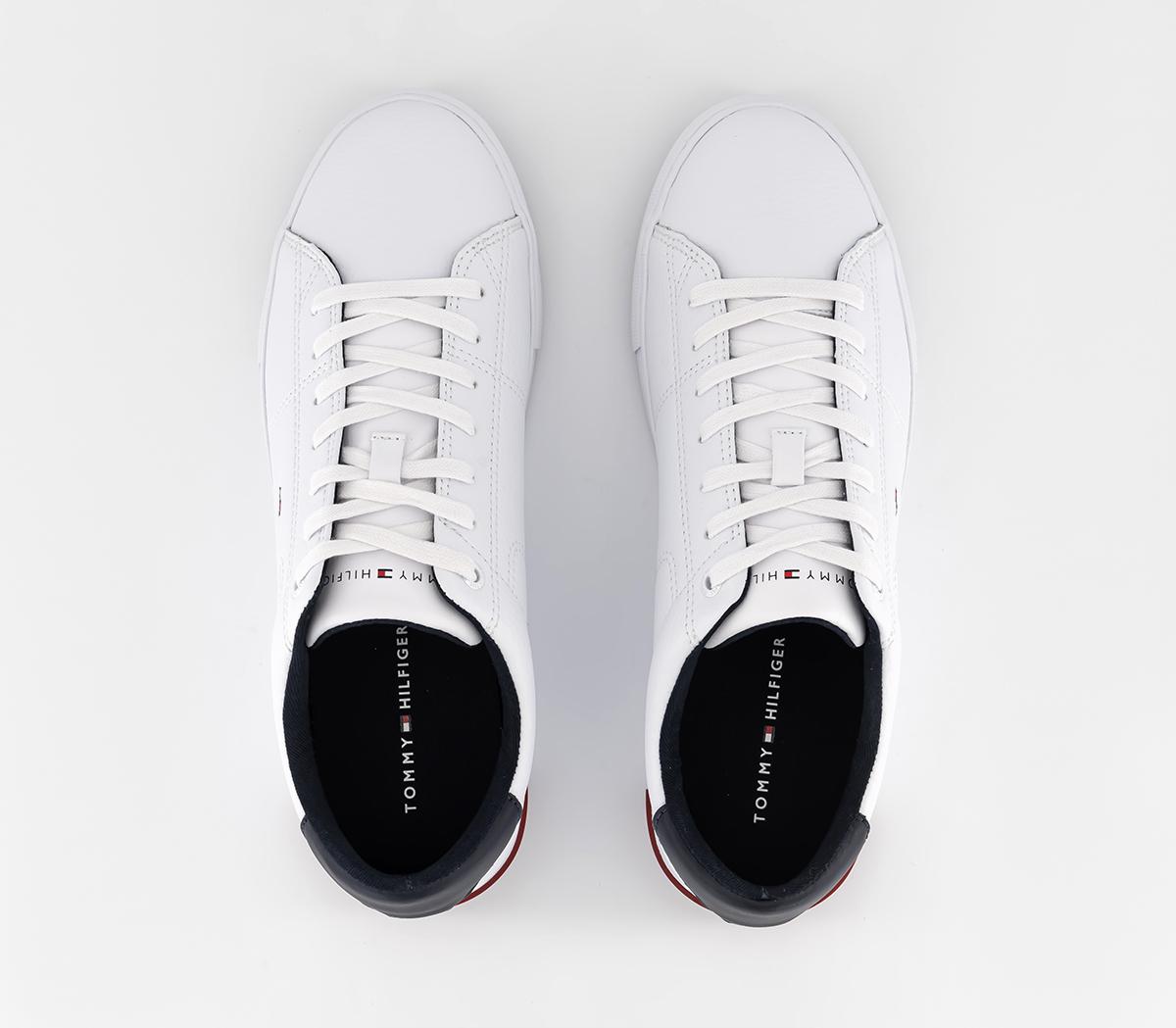 Tommy Hilfiger Essential Leather Detail Vulc Trainers Tommy Hilfiger Essential Leather Detail Vulc Trainers White Navy Red