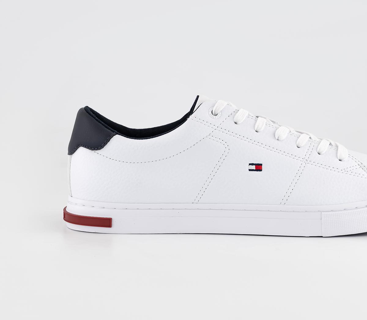 Tommy Hilfiger Essential Leather Detail Vulc Trainers Tommy Hilfiger Essential Leather Detail Vulc Trainers White Navy Red
