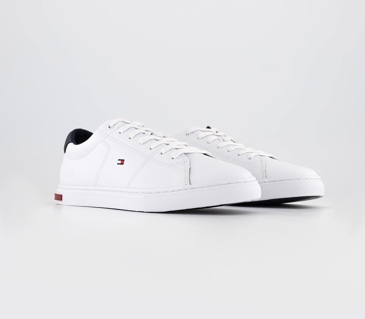 Tommy Hilfiger Essential Leather Detail Vulc Trainers Tommy Hilfiger Essential Leather Detail Vulc Trainers White Navy Red