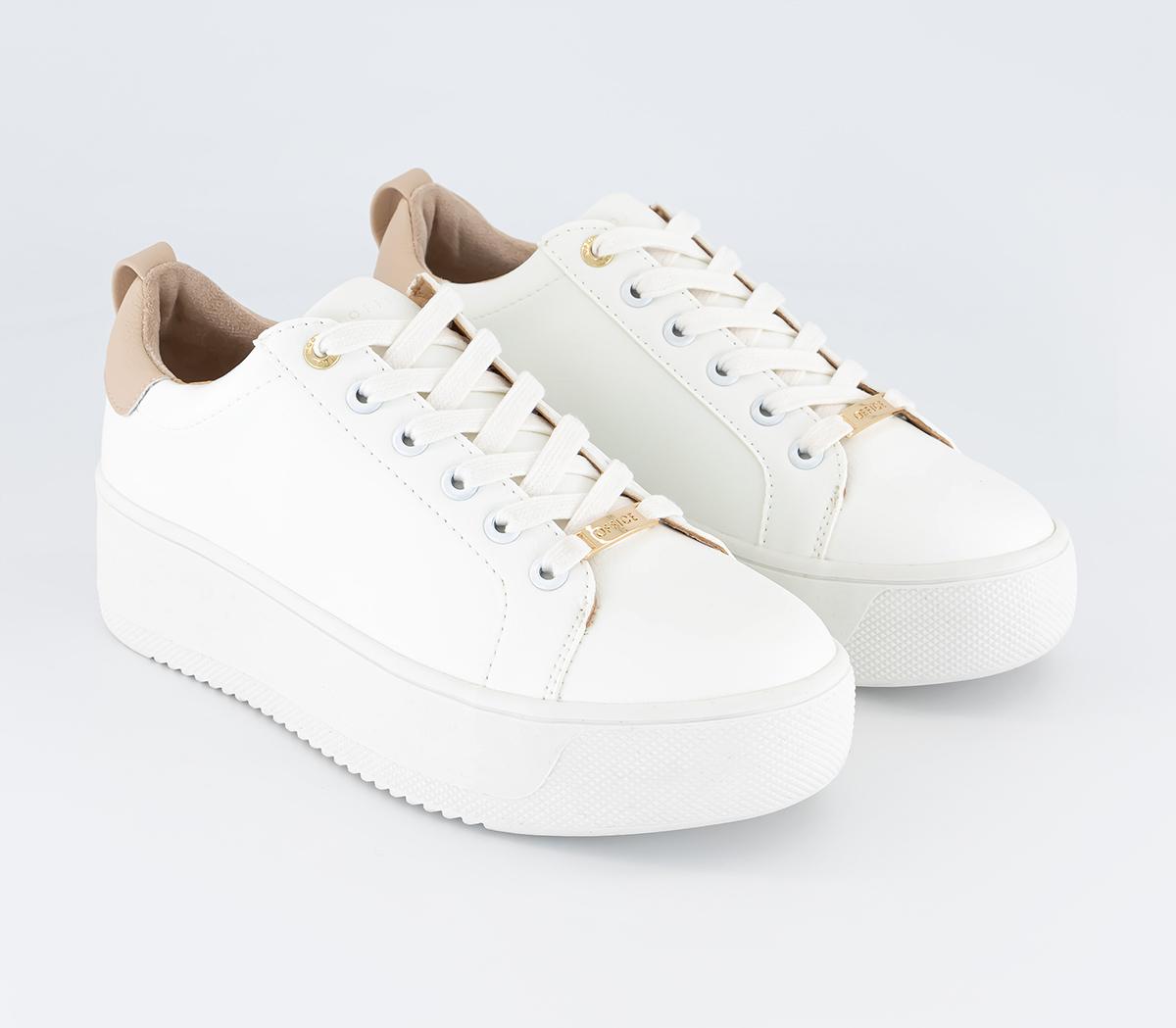 OFFICEFlash Back Platform Lace Up TrainersWhite Beige Mix