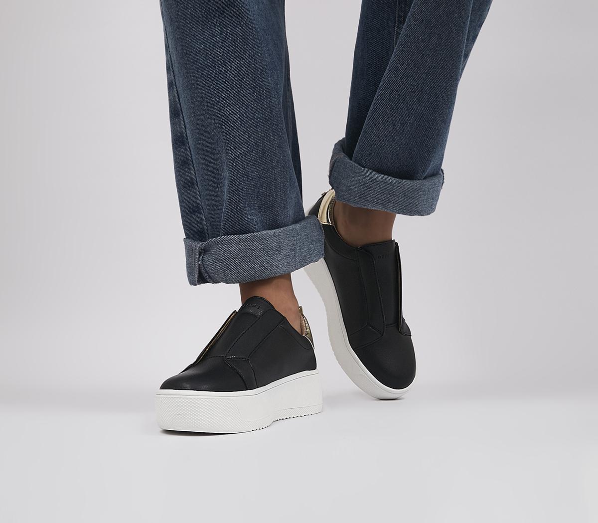 Report black store slip on sneakers