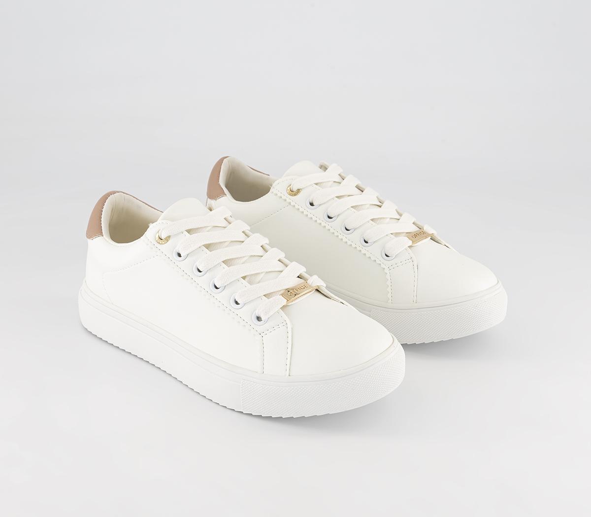 OFFICE Force Lace Up Cup Sole Trainers White - Flat Shoes for Women