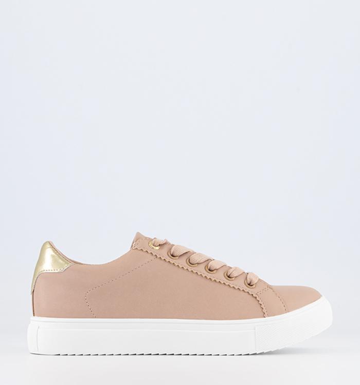 OFFICE Force Lace Up Cup Sole Trainers Beige