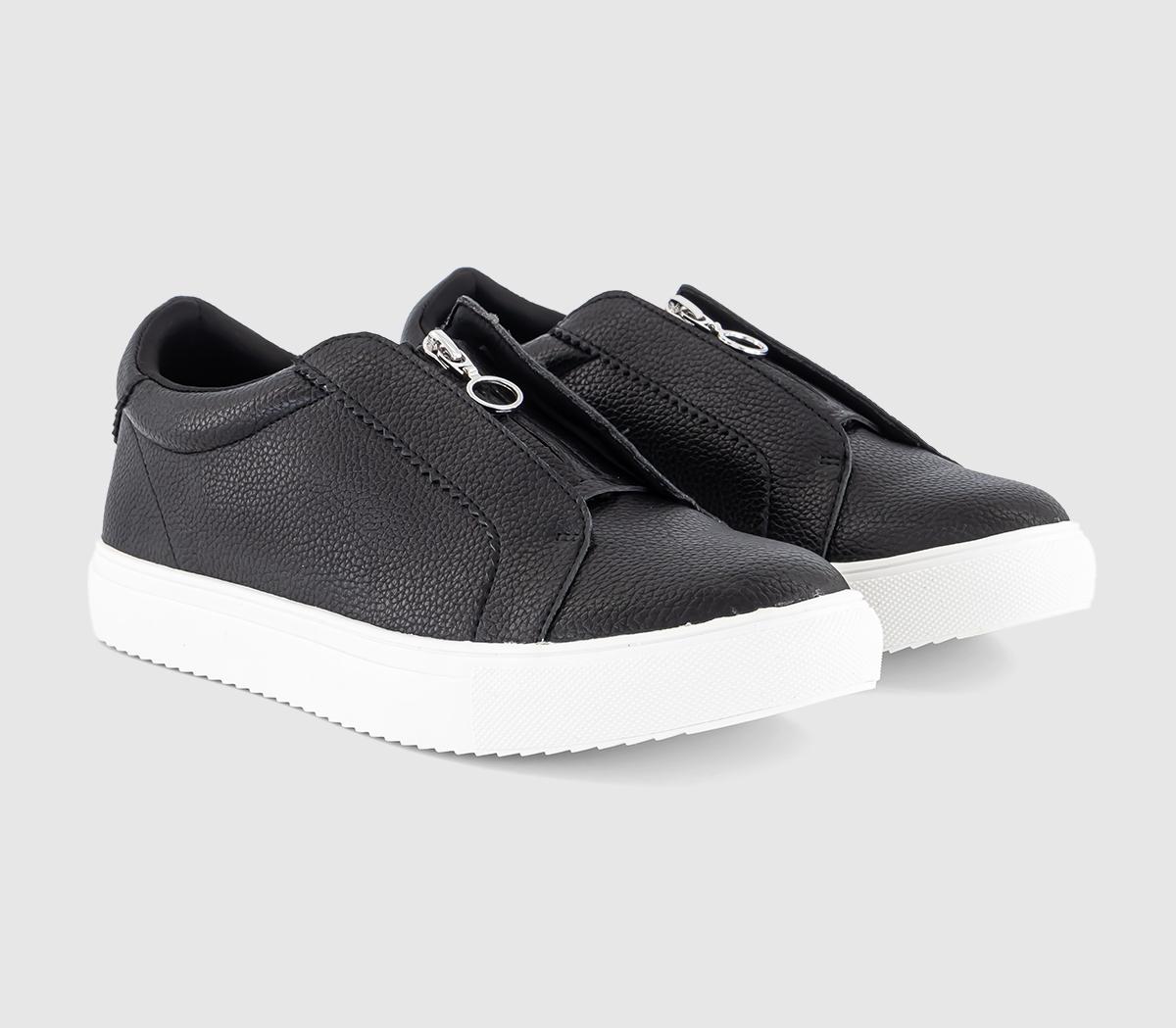 OFFICE Womens Franchise Zip Front Trainers Black Silver Mix, 4