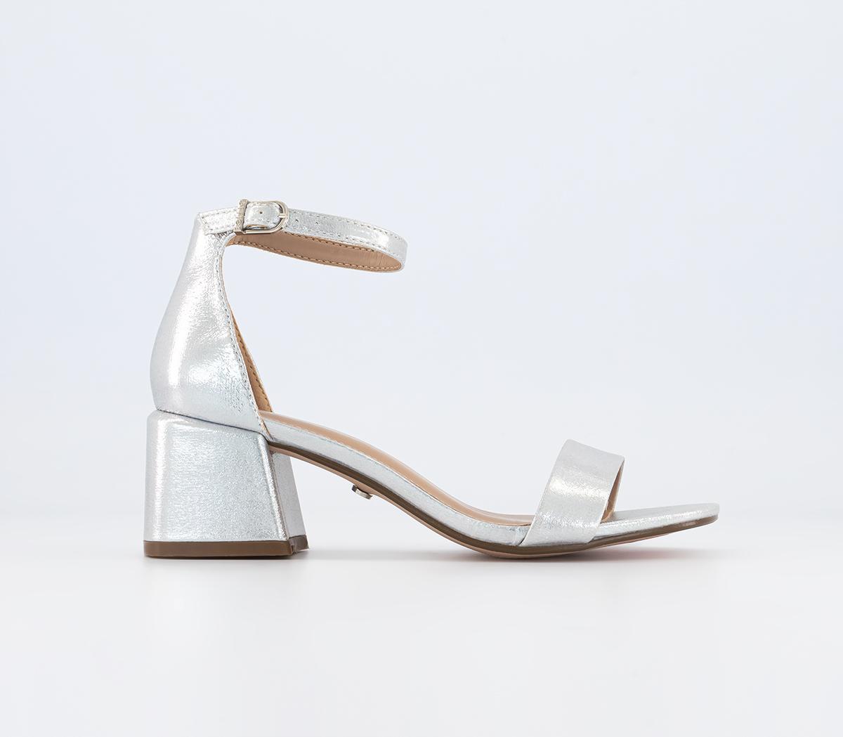 OFFICE Wide Fit My Way Two Part Sandals Silver Mid Heels