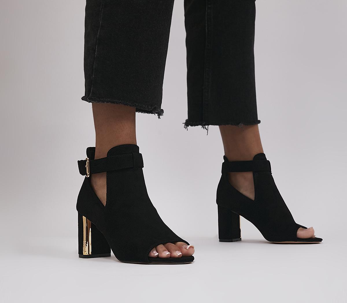 Women's Peep Toe High Heel Ankle Boots Black Cut Back Zipper - Temu