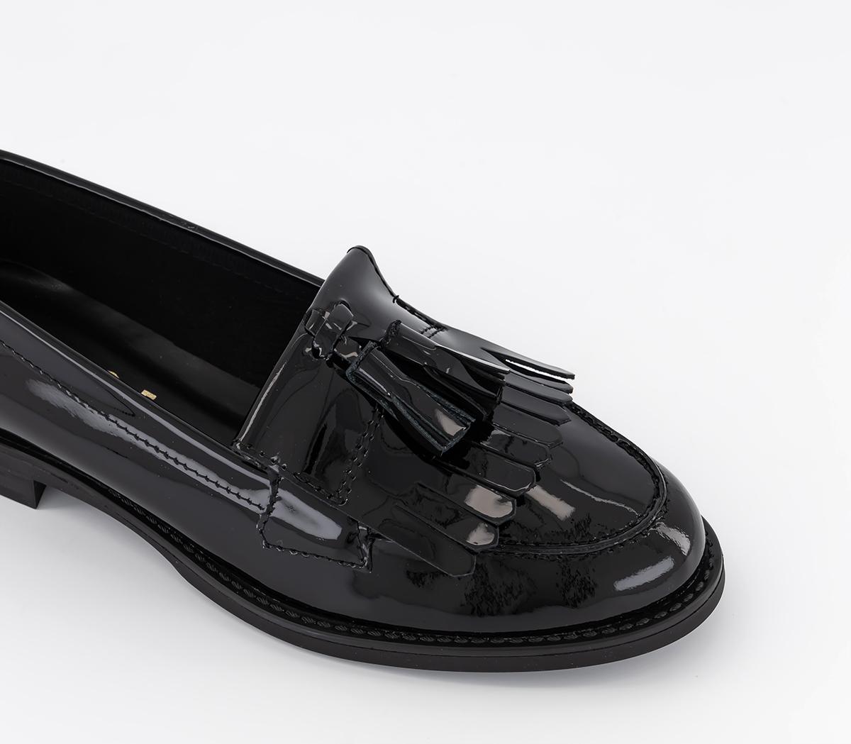 OFFICE Fitz Tassel Fringe Loafers Black Patent Leather - Flat Shoes for ...