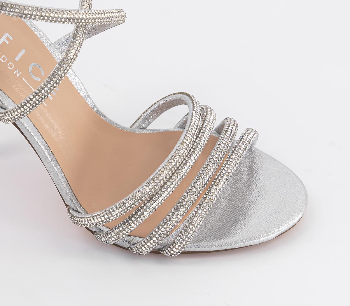 OFFICE Hero Embellished Strappy Two Part Sandals Silver Embellished ...