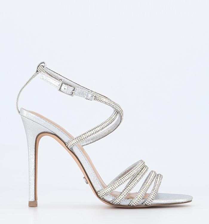 OFFICE Hero Embellished Strappy Two Part Sandals Silver Embellished