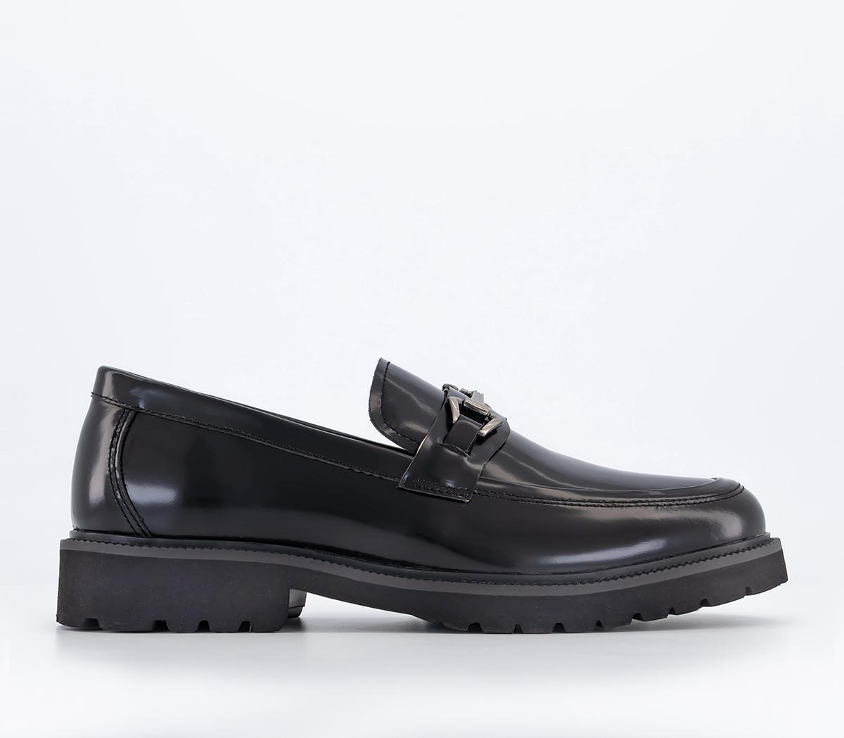 Melrose Heavy Cleated Snaffle Loafers Black Leather