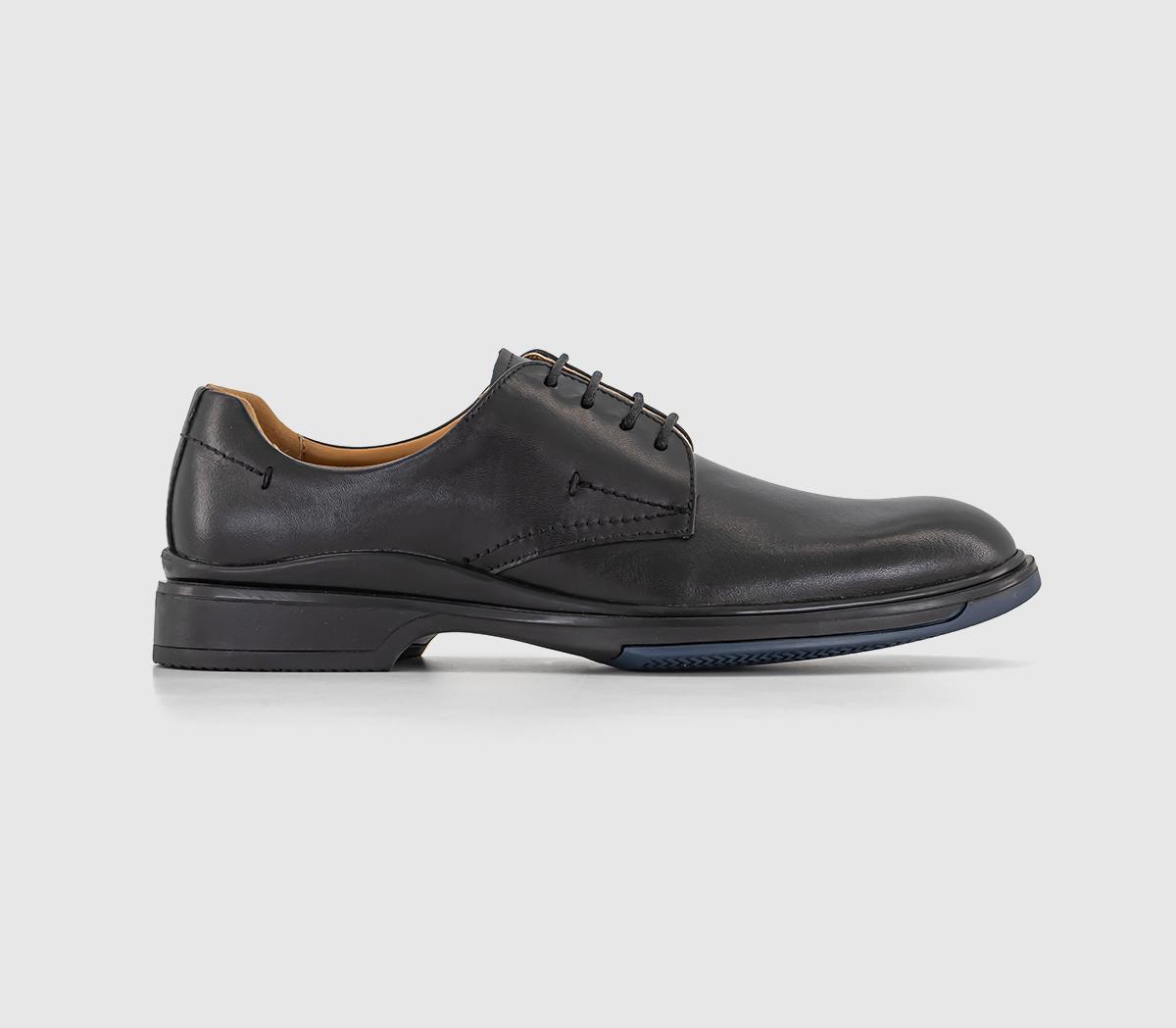 Montebello Moulded Sole 4 Eye Derby Shoes Black Leather