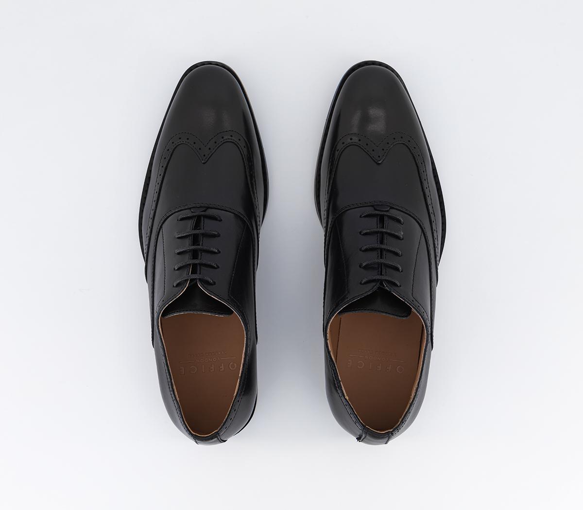 OFFICE Marshall Oxford Wingcap Brogues Black Leather - Men’s Smart Shoes