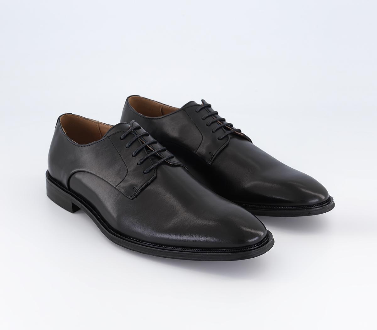OFFICE Midland Plain Toe Derby Shoes Black Leather - Men’s Smart Shoes
