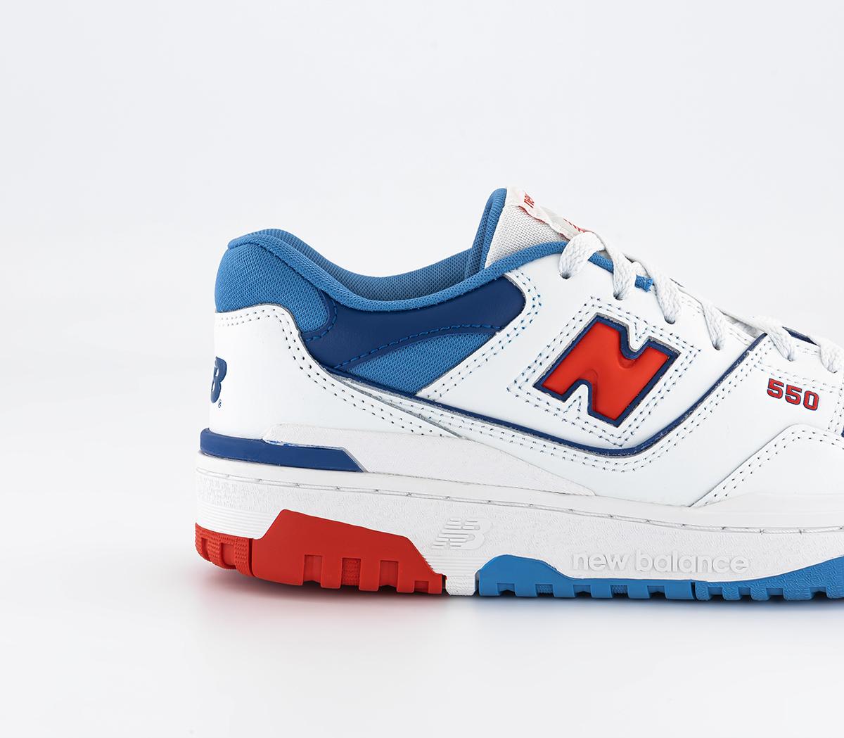 New BalanceBB550 Junior Trainers White Blue Navy Red
