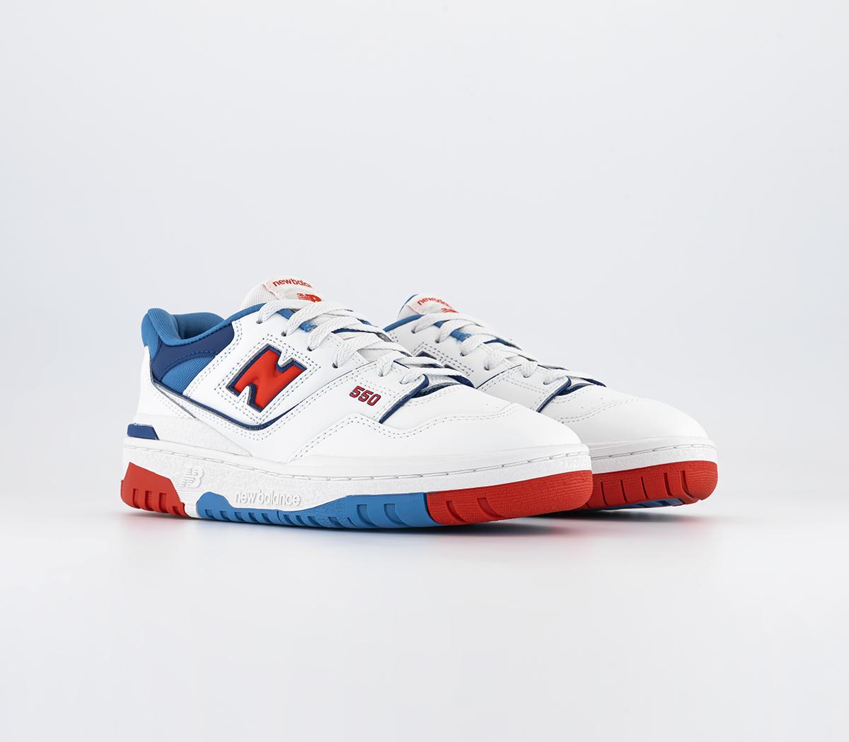 New Balance Bb550 Gs Trainers White Blue Navy Red, 4