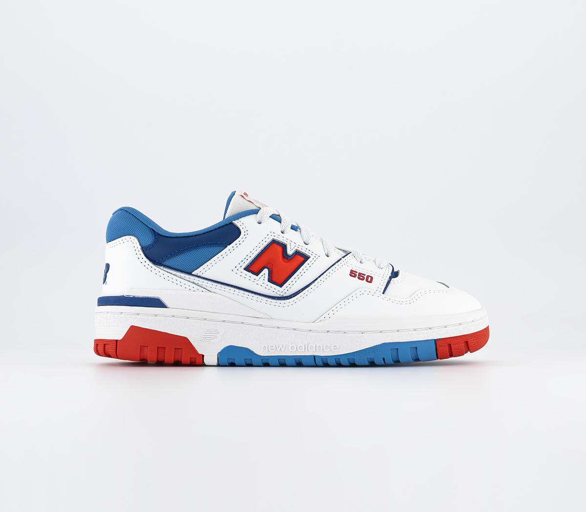 New Balance BB550 Junior Trainers White Blue Navy Red - Unisex Sports