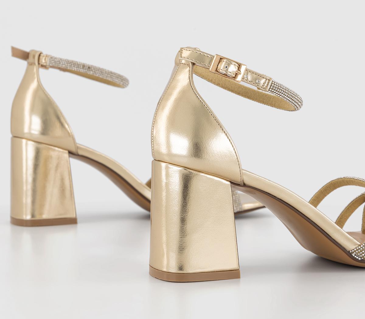 OFFICEMahlia Embellished Block HeelsGold Embellished