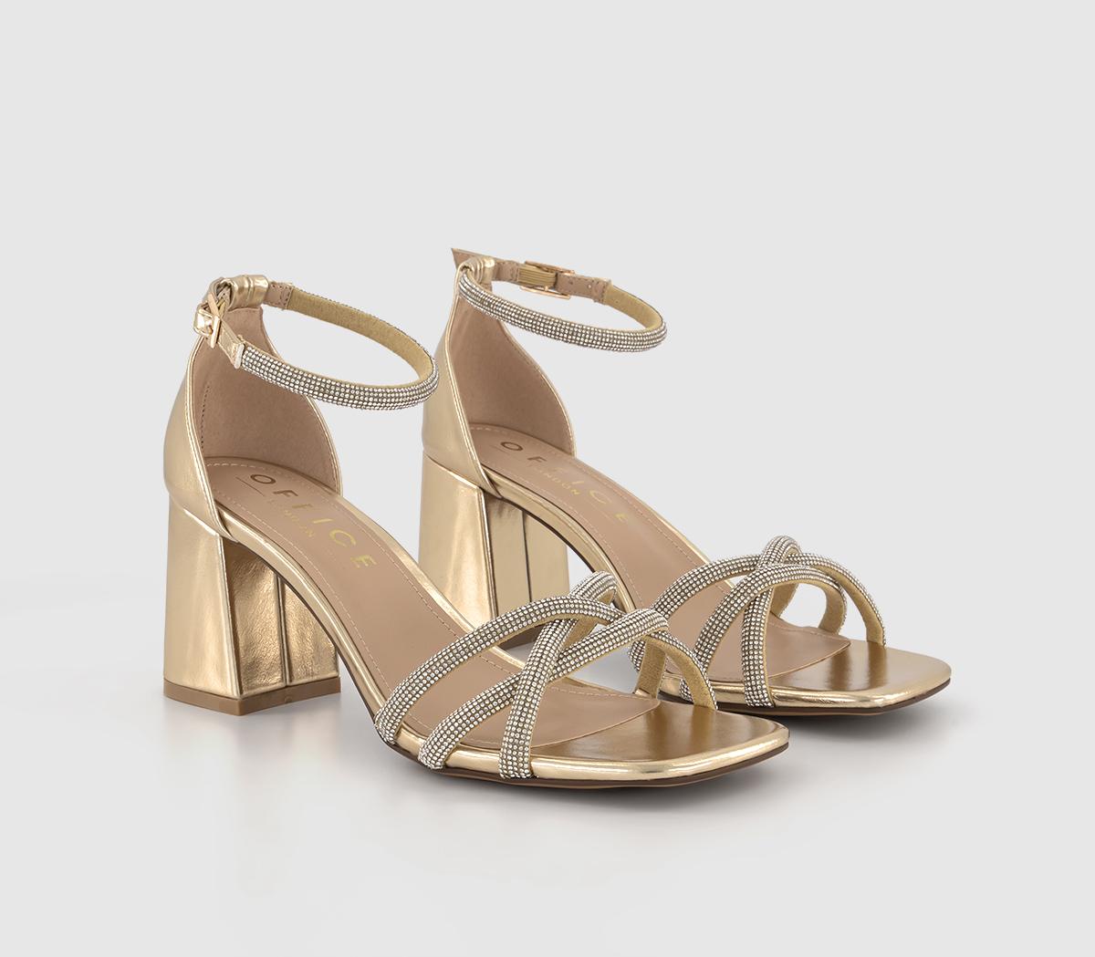 OFFICEMahlia Embellished Block HeelsGold Embellished