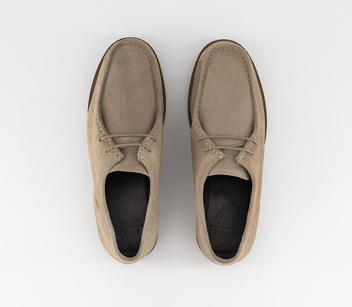 OFFICE Carter Stitch Apron Wedge Derby Shoes OFFICE Carter Stitch Apron Wedge Derby Shoes Beige Suede