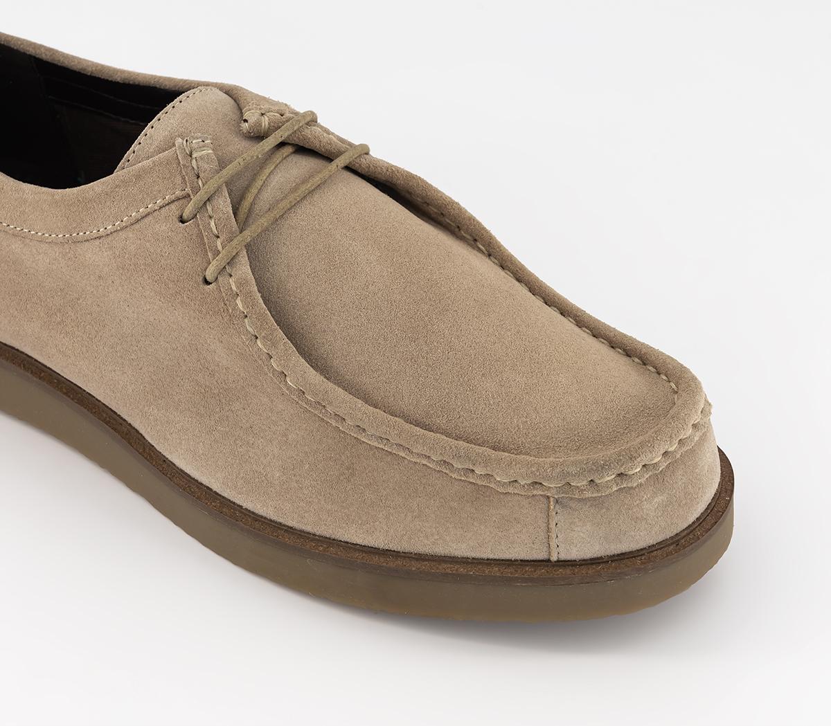 OFFICE Carter Stitch Apron Wedge Derby Shoes OFFICE Carter Stitch Apron Wedge Derby Shoes Beige Suede