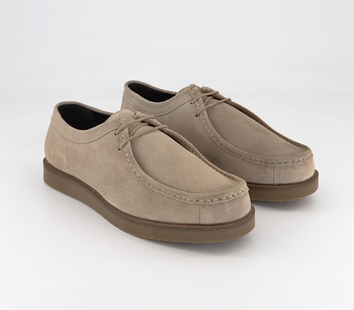 OFFICECarter Stitch Apron Wedge Derby ShoesBeige Suede