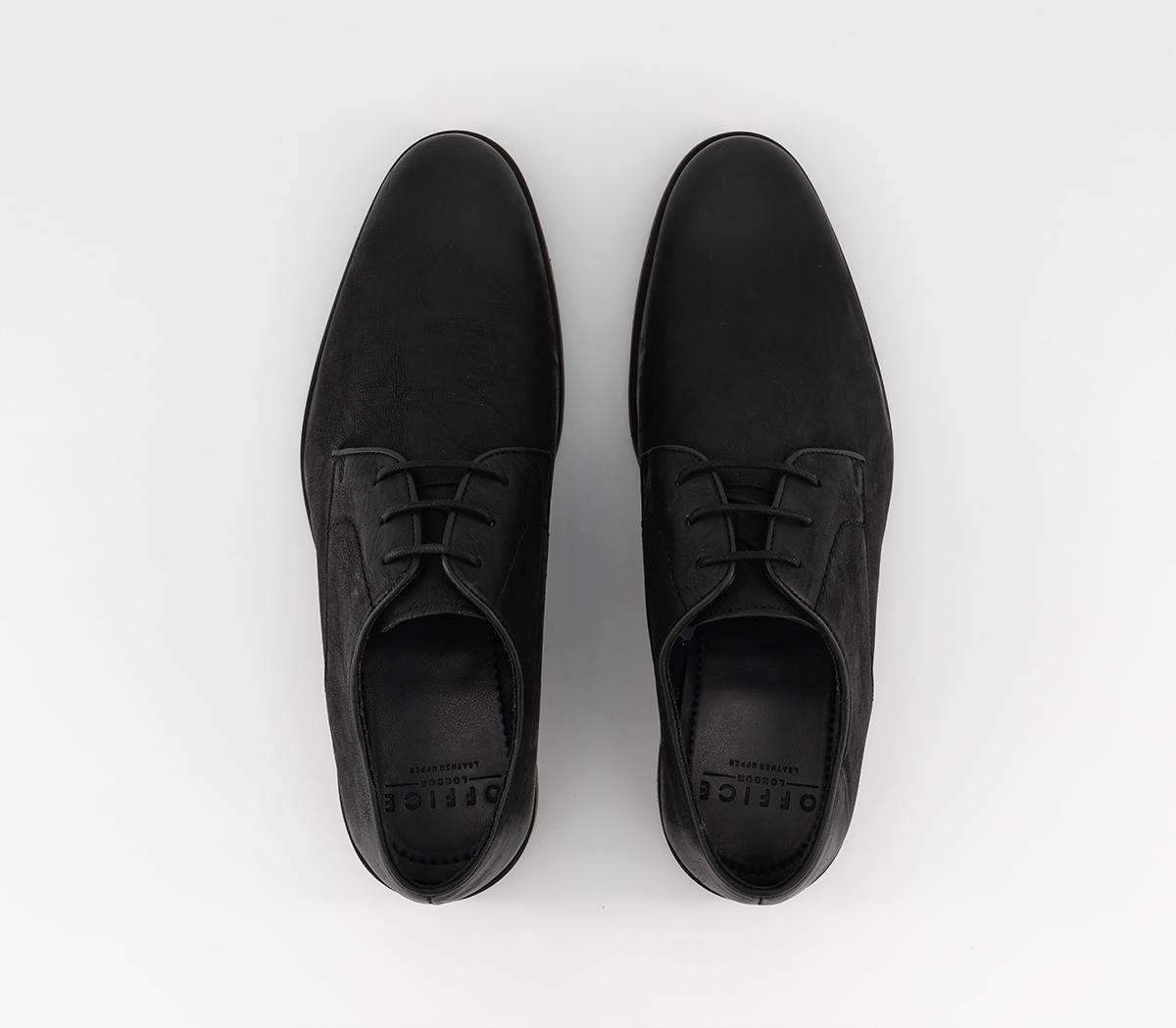 OFFICE Curtis Washed Leather Derby Shoes Black Leather - Men's Casual Shoes