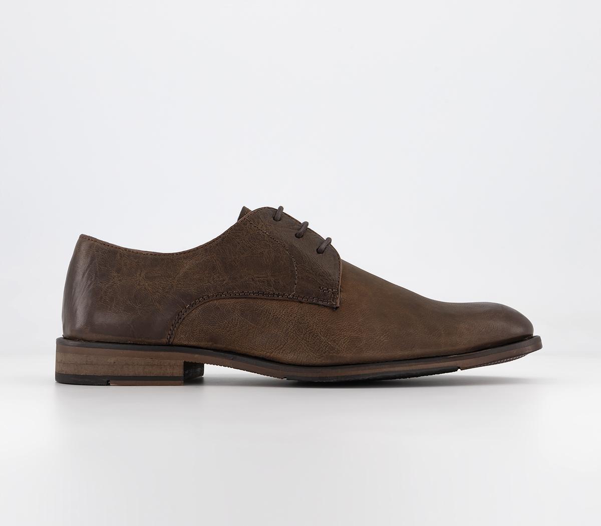 Curtis Washed Leather Derby Shoes Tan Leather