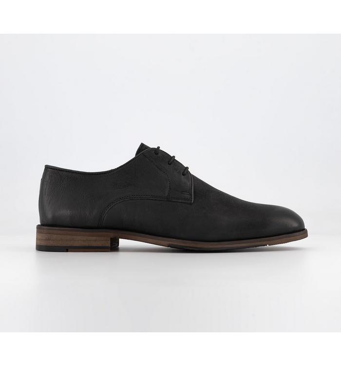 office wide fit: curtis washed leather derby shoes black leather