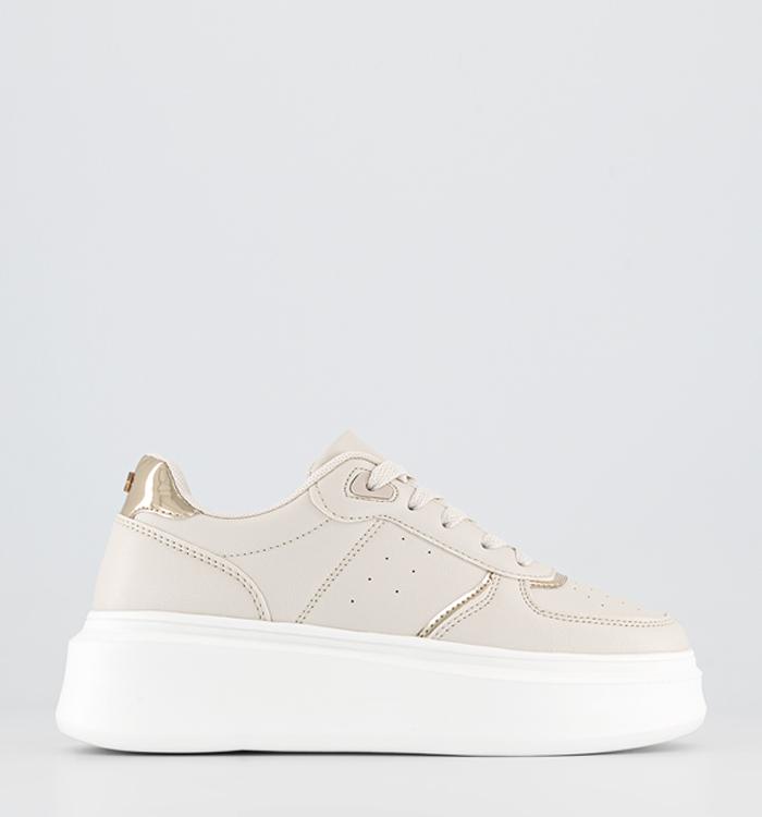 OFFICE Freelance Platform Lace Up Trainers Beige