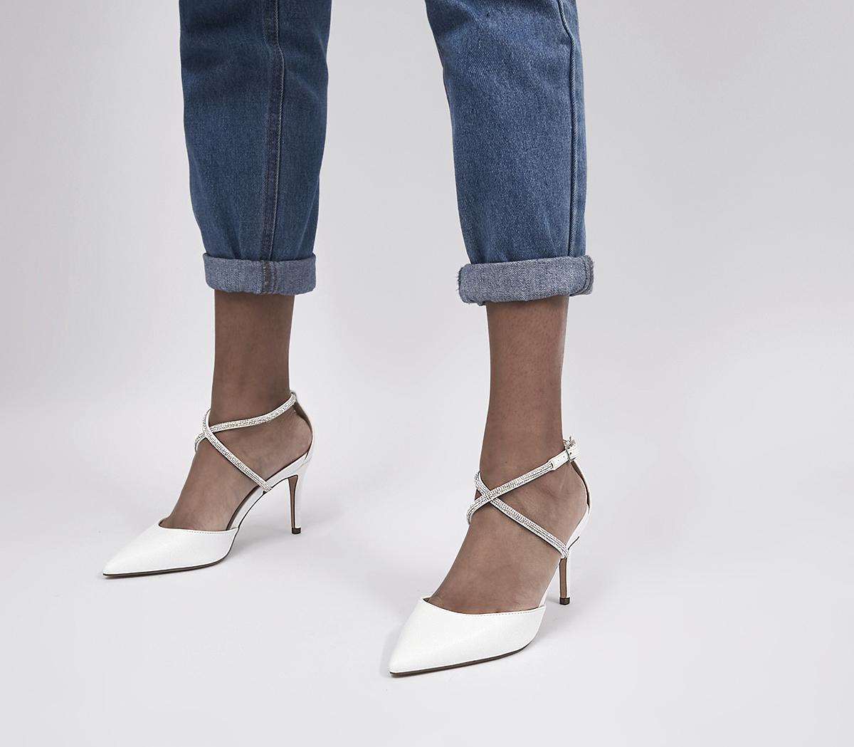 White mid heels uk sale