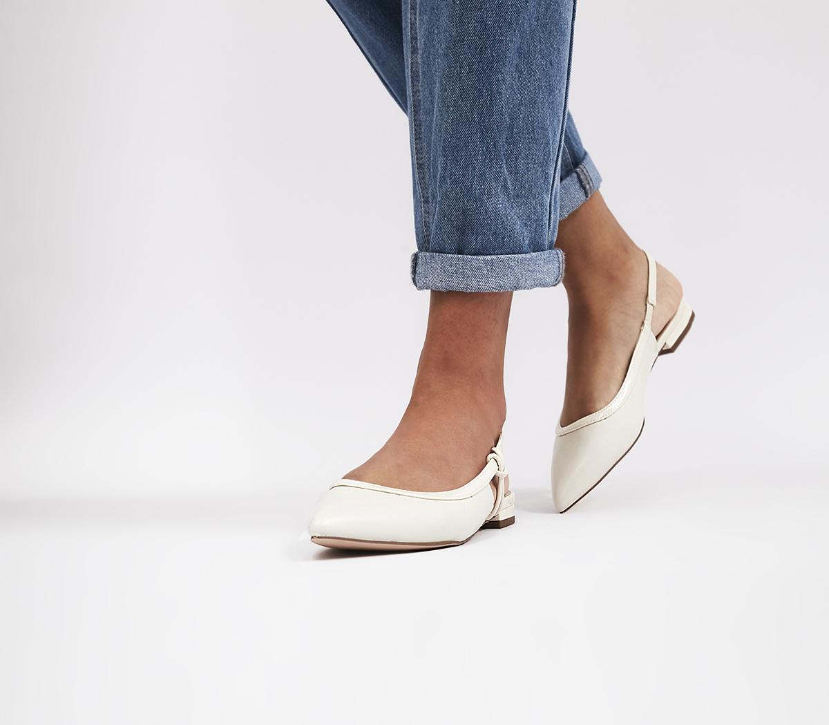 White flat store slingback shoes