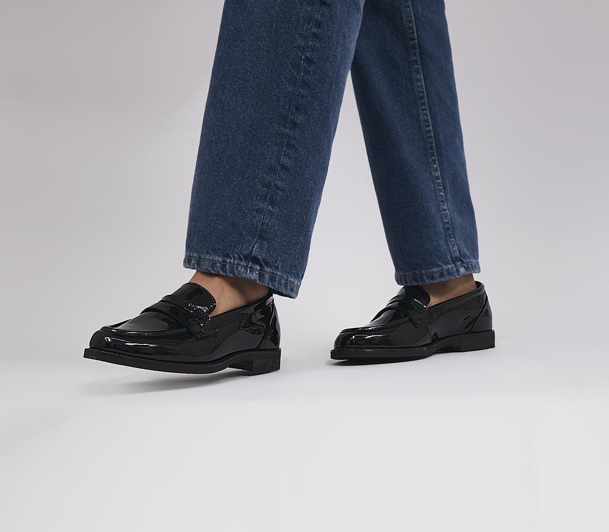 Ladies black hot sale penny loafers