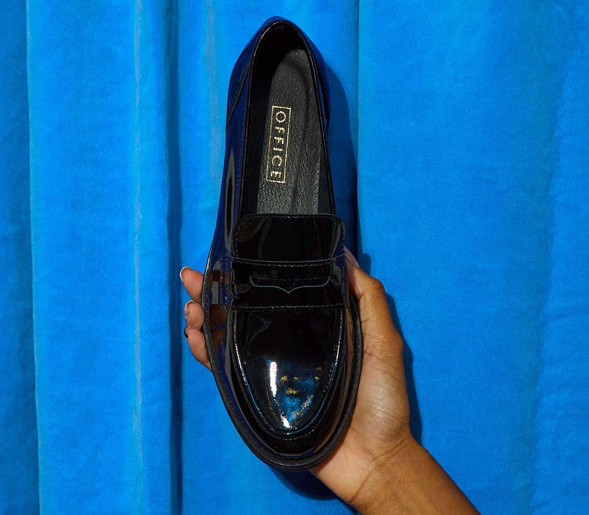 OFFICE First Class Classic Penny Loafers Black Patent Leather Women