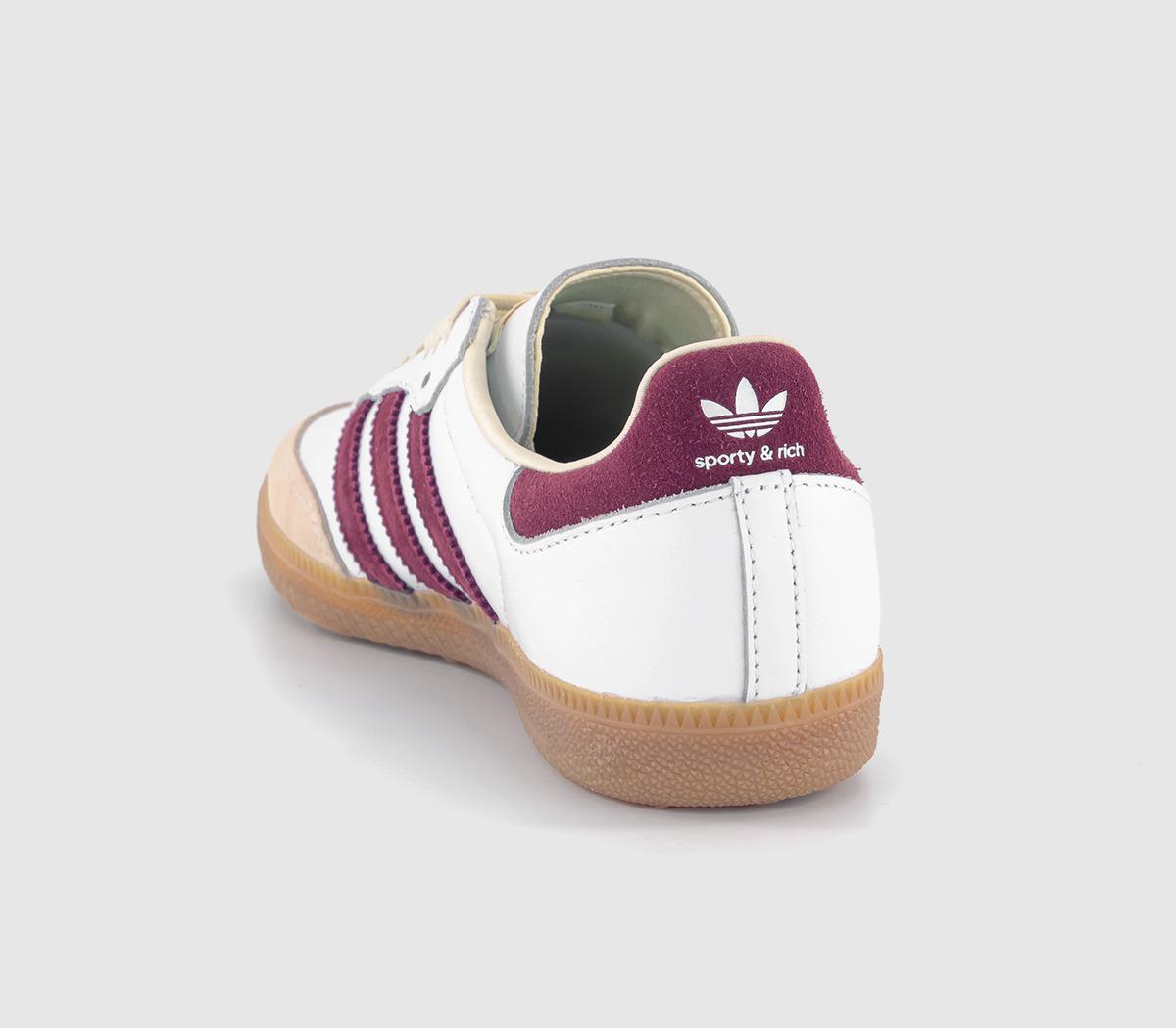 adidas Samba OG Sporty And Rich Trainers Sporty White Collegiate Burgundy Cream White - Unisex Sports adidas Samba OG Sporty And Rich Trainers Sporty White Collegiate Burgundy Cream White - Unisex Sports