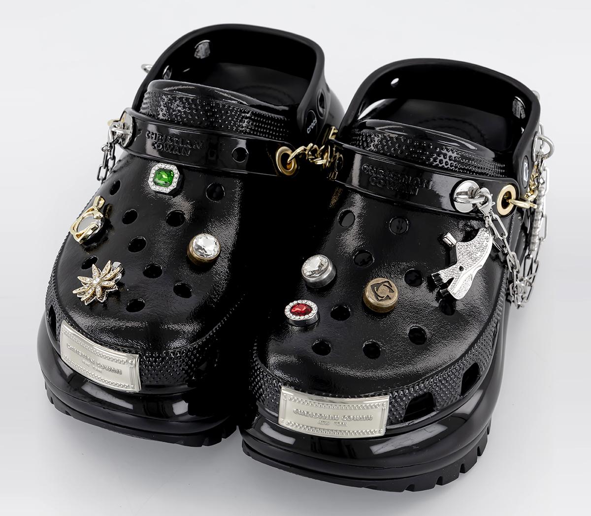 Crocs Christian Cowan Mega Crush Clogs Black Flat Shoes for Women