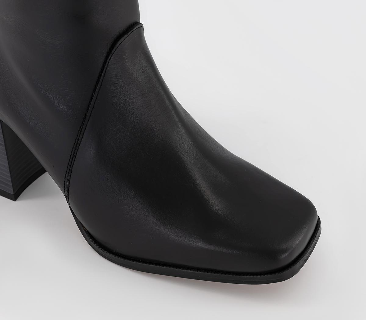 OFFICEAmala Heeled Point Ankle BootsBlack Leather